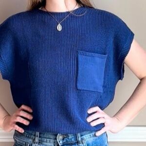 Royal Blue Knit Sleeveless Sweater Tank